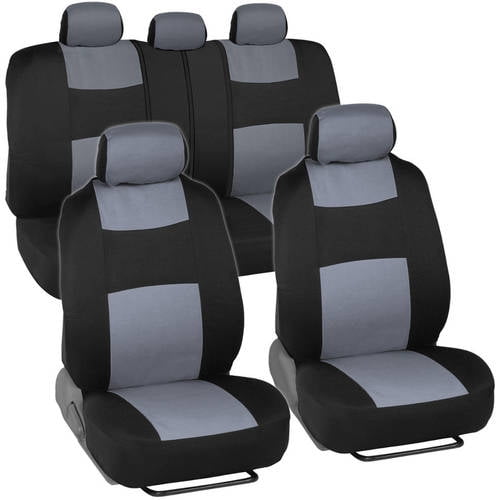BDK PolyCloth Car Seat Covers, 2Tone Split Bench EasyWrap Full Set