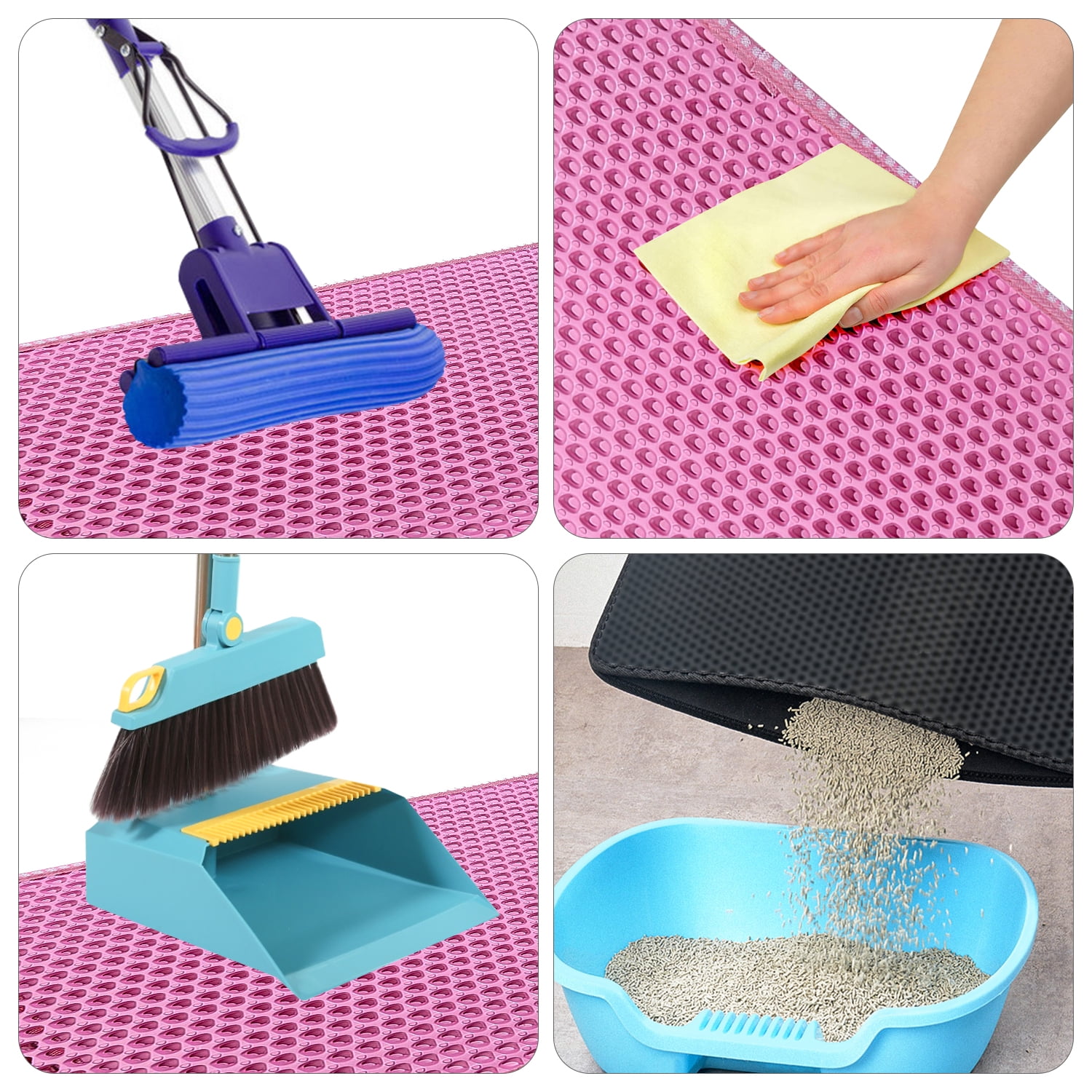 2-Layer Cat Litter Mat Litter Trapper Pink Traps Litter from Box, Soft on Kitty Cat Paws Honeycomb Double-Layer, Helps to Waste Less Litter on Floors Size 21" X 14" 2-Layer Cat Litter Mat Litter Trapper Pink Traps Litter from Box, Soft on Kitty Cat Paws Honeycomb Double-Layer, Helps to Waste Less Litter on Floors Size 21" X 14"