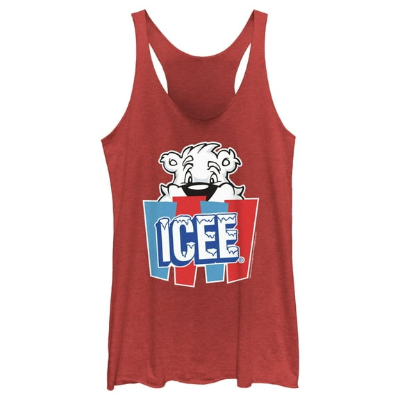 Women's ICEE Peekaboo Bear Logo Racerback Tank Top Red Heather Medium