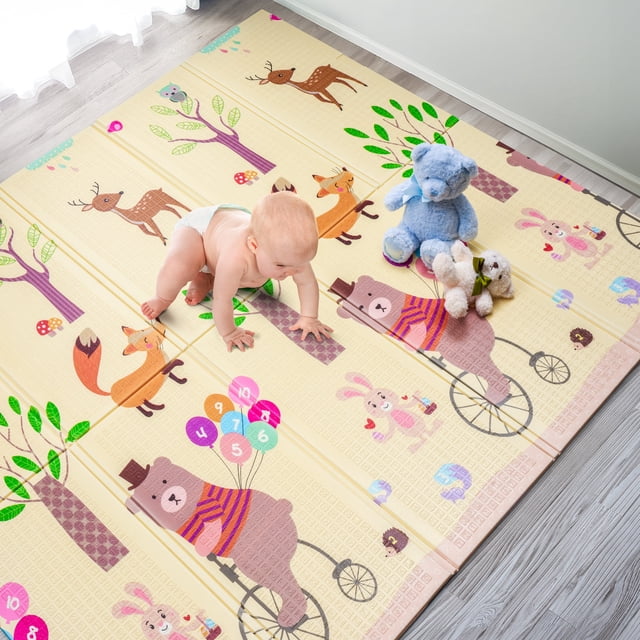 Sorbus Alfombrilla de Juego Plegable para Bebés y Niños con Bolsa de Viaje - Impermeable, 78" x 70" x 0,4"