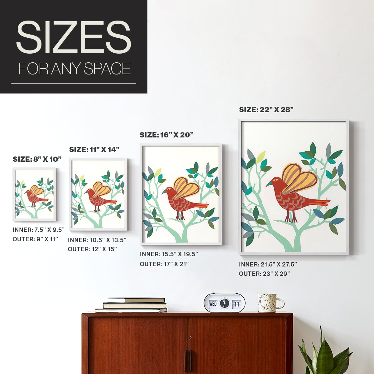 Whitty Bird I Framed Print in White Solid Wood 8 x 10 Framed Print