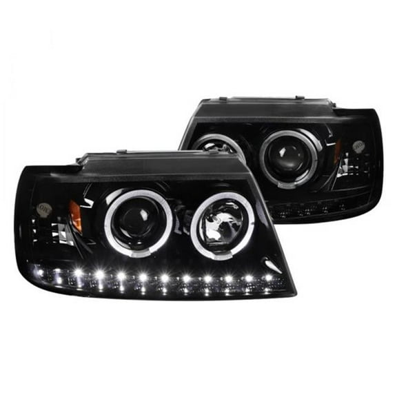 Full Glossy Black Projector Headlights with Smoke Lens for 2002-2005 Ford Explorer