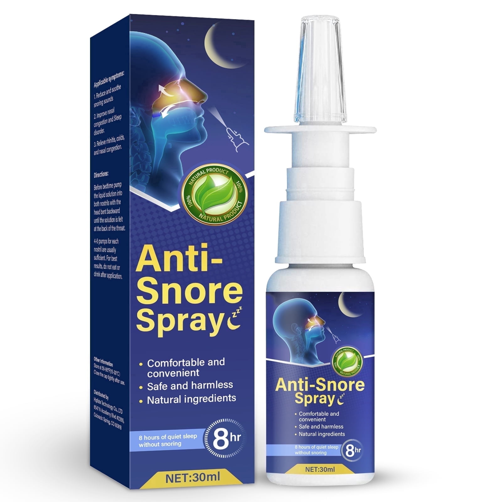 Anti Snore Nasal Spray, Natural Herbal Sleep Aid for Quiet Nights, Supports Clear Nasal Passage & Comfortable Breathing, 30ml Portable Spray