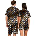 thumbnail image 6 of Matching Halloween Pajamas for Couples 2 Piece Short Sleeve Button Down Pjs Soft Breathable Sleepwear Loungewear for Women Men Pumpkin Ghost Bat Web Print Black L, 6 of 6
