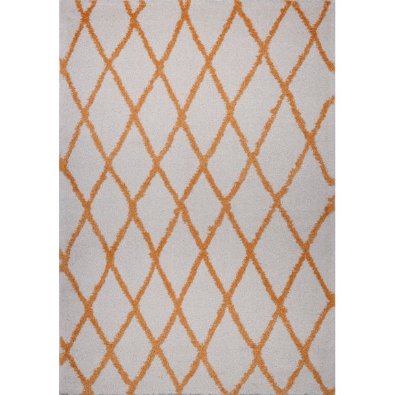 Ladole Rugs Geometric Trellis Simple Syle Carpet Comfortable Area Rug Carpet in Orange 4x6 (3'11" x 5'7", 120cm x 170cm)