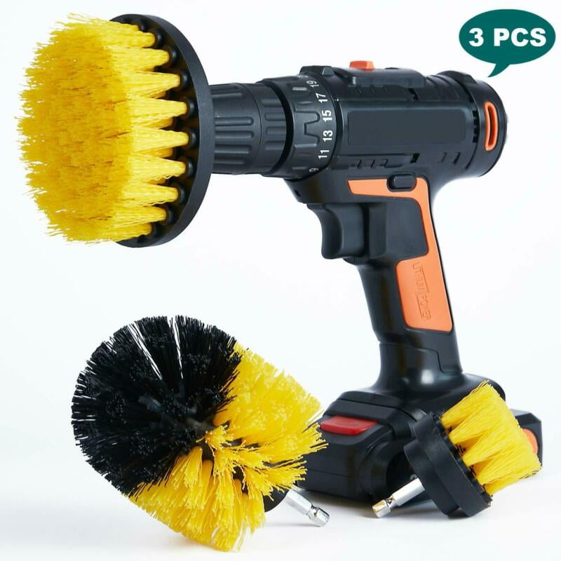 Buy 3pcs Car Wash Brush Hard Bristle Drill Scrubber Brush Kit Auto