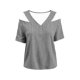 thumbnail image 5 of Neewe Women's 2026 Spring Summer Striped V Neck Short Sleeve Pullover Blouse Off Shoulder T-Shirts, 5 of 6