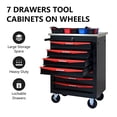 thumbnail image 4 of 7 Drawers Multifunctional Tool Cart with Wheels,Metal Rolling Tool Cart Storage for Garage Workshop Warehouse Repair Shop--With Stainless Steel Roof- BLACK&RED, 4 of 11