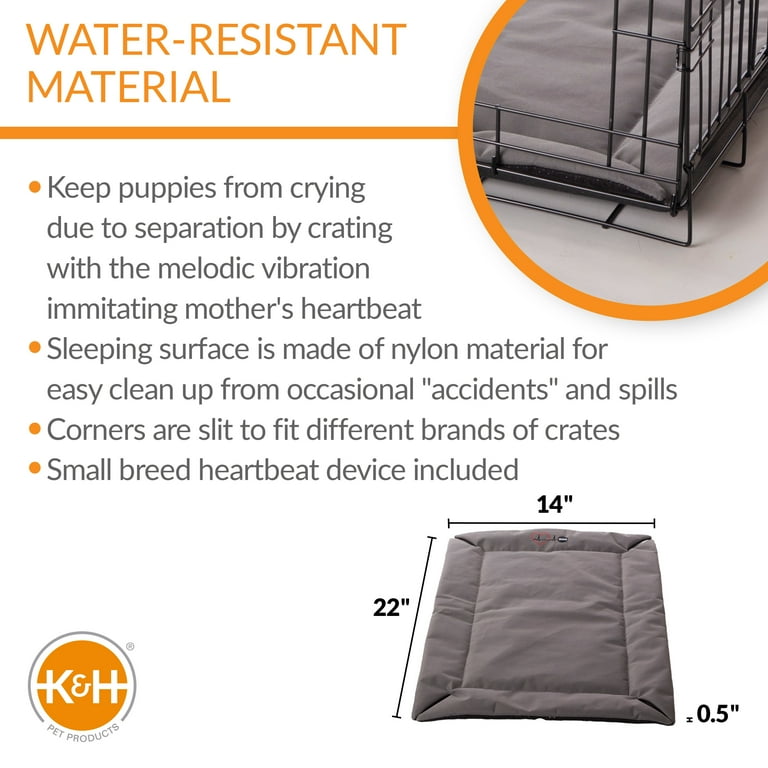 K H Pet Products Mother s Heartbeat Puppy Crate Pad Water Resistant Gray Small breed beat 14 X 22 Inches