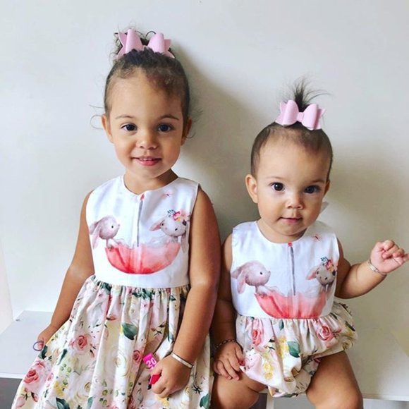 Easter Newborn Kids Baby Girl Sister Matching Outfits Bunny Romper Dress Clothes
