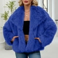 thumbnail image 4 of qucoqpe Women's Faux Furry Jacket with Lapel Collar Winter Solid Color Long Sleeve Coat, 4 of 4