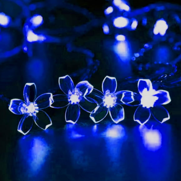 Cadena de luces JACUXLSS, 33 pies, 100 LED, color azul, flor de cerezo