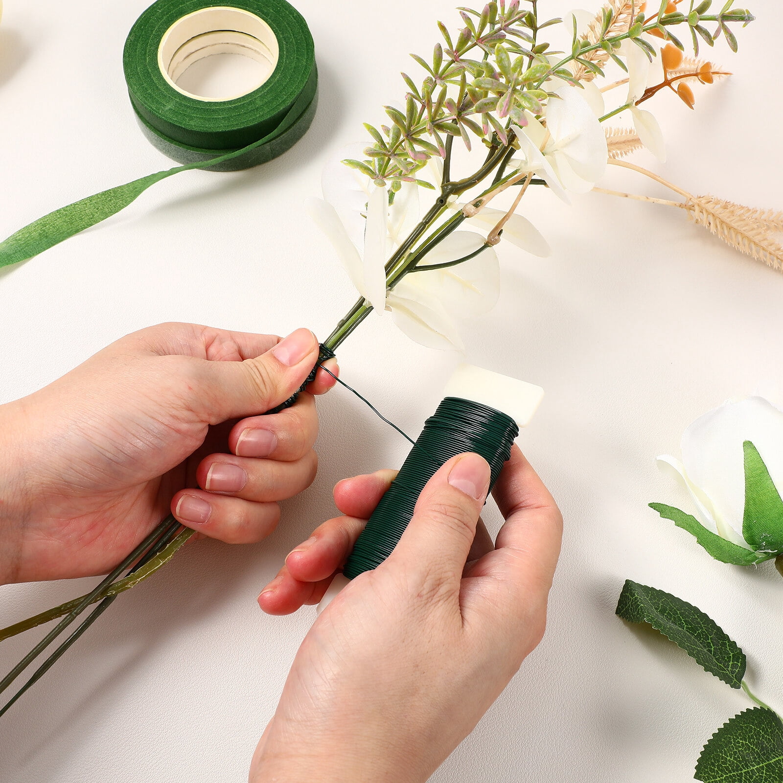3 Sets Floral Tool Magnetic Tape Florist Wire Green and Tapes Bouquet Wreath Making Wreaths