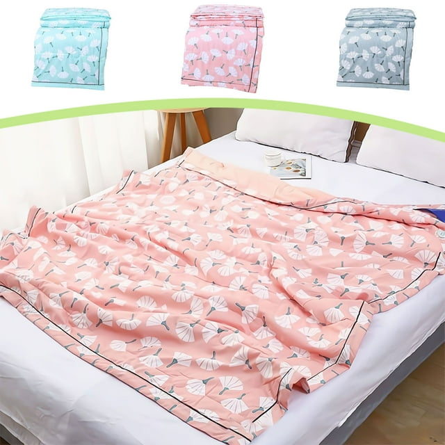 Sentmoon Couverture Couverture Fraîche Conviviale Unie Imprimée Lavée Couette d'Été Couette de Ventilation Couette de Voyage/camping pour Dormeurs Ayant Chaud