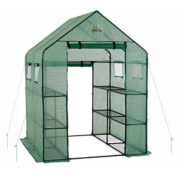 OGrow Deluxe Walkin 2 Tier 8 Shelf Portable Lawn and Garden Greenhouse