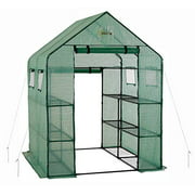 OGrow Deluxe Walk-in 2 Tier 8 Shelf Portable Lawn and Garden Greenhouse - Heavy Duty Anchors Included!