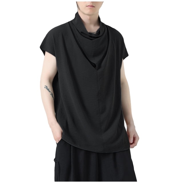 pstuiky Camiseta sin mangas para hombre, Camiseta sin mangas de cuello redondo y seda helada de color liso informal para hombre Camisas de hombre l
