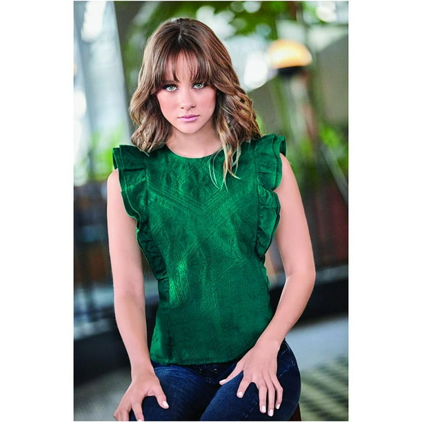 977 75 Blusa dama bordada manga sacada verde Cklass 977 75 Walmart en linea