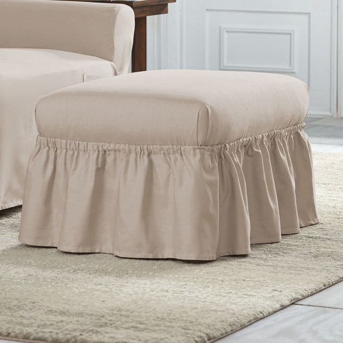 Serta Relaxed Fit Ottoman Slipcover White 25” x 30” x 16" Cotton New 