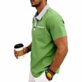 thumbnail image 6 of CBASIHI Mens Waffle Knit Polo Shirts with Key Pocket- Short Sleeve Button Down Collar Performance Casual Summer Lightweight T-Shirt for Men Green Size M, 6 of 8