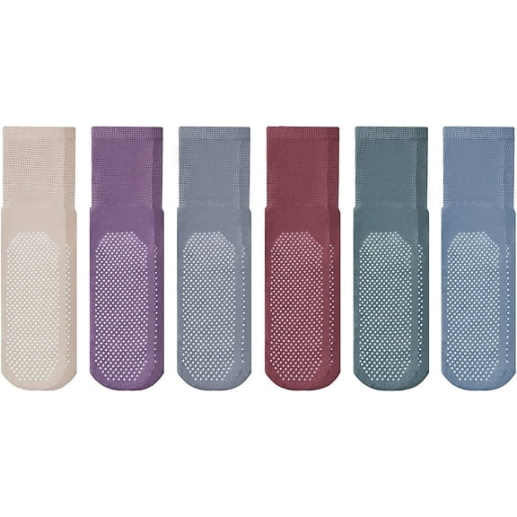 Yacht & Smith 6 Pairs Of Loose Fit Gripper Bottom Diabetic Non-Skid Slipper Black Socks, Grippy Hospital Sock, Wholesale Bulk, 9-11