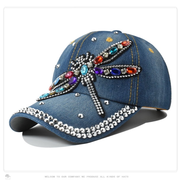 Gorra de béisbol Trucker, de algodón, lisa, con strass
