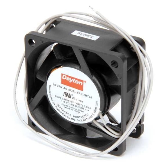 1PACK Dayton 2RTE4 Axial Fan, Square, 115V AC, 1 Phase, 18 cfm, 2 3/8 in W.