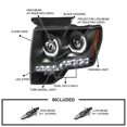 thumbnail image 3 of Spec-D Tuning Black LED Dual U-Halo Rims Projector Headlights Compatible with 2009-2014 Ford F150, Left + Right Pair Headlamps Assembly, 3 of 7