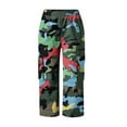 thumbnail image 5 of Stephy Women's Casual Camouflage Print Cargo Pants Stretch Elastic Waist Tapered Pants with Pockets, Red, L, 5 of 7