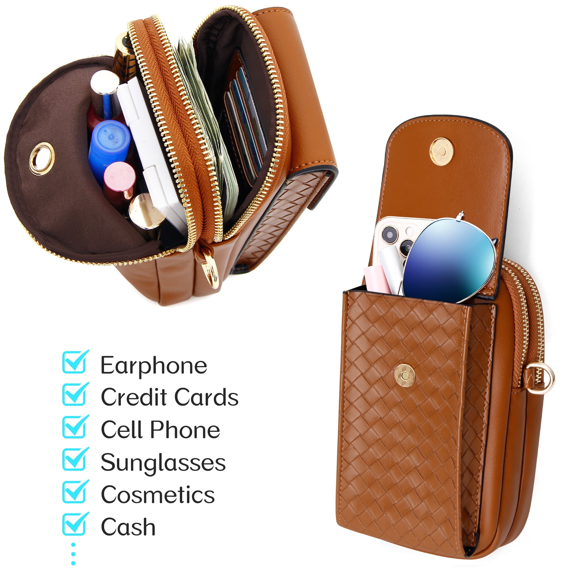 Badiya Small Crossbody Phone Bags for Women with Card Slots, Women Phone Purse Wallet Phone Bag