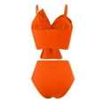 thumbnail image 6 of COMVALUE Womens Bikini Set High Waisted Swimwear Tie Knot High Rise Two Piece Swimsuits Bathing Suits (Orange, L), 6 of 8