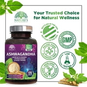 Organic Ashwagandha Extra Strength 1950 mg - Ashwagandha Supplements for Women & Men, Antioxidant Support, Natures Vegan Ashwagandha Powder Organic, Non-GMO & Gluten Free - 120 Capsules