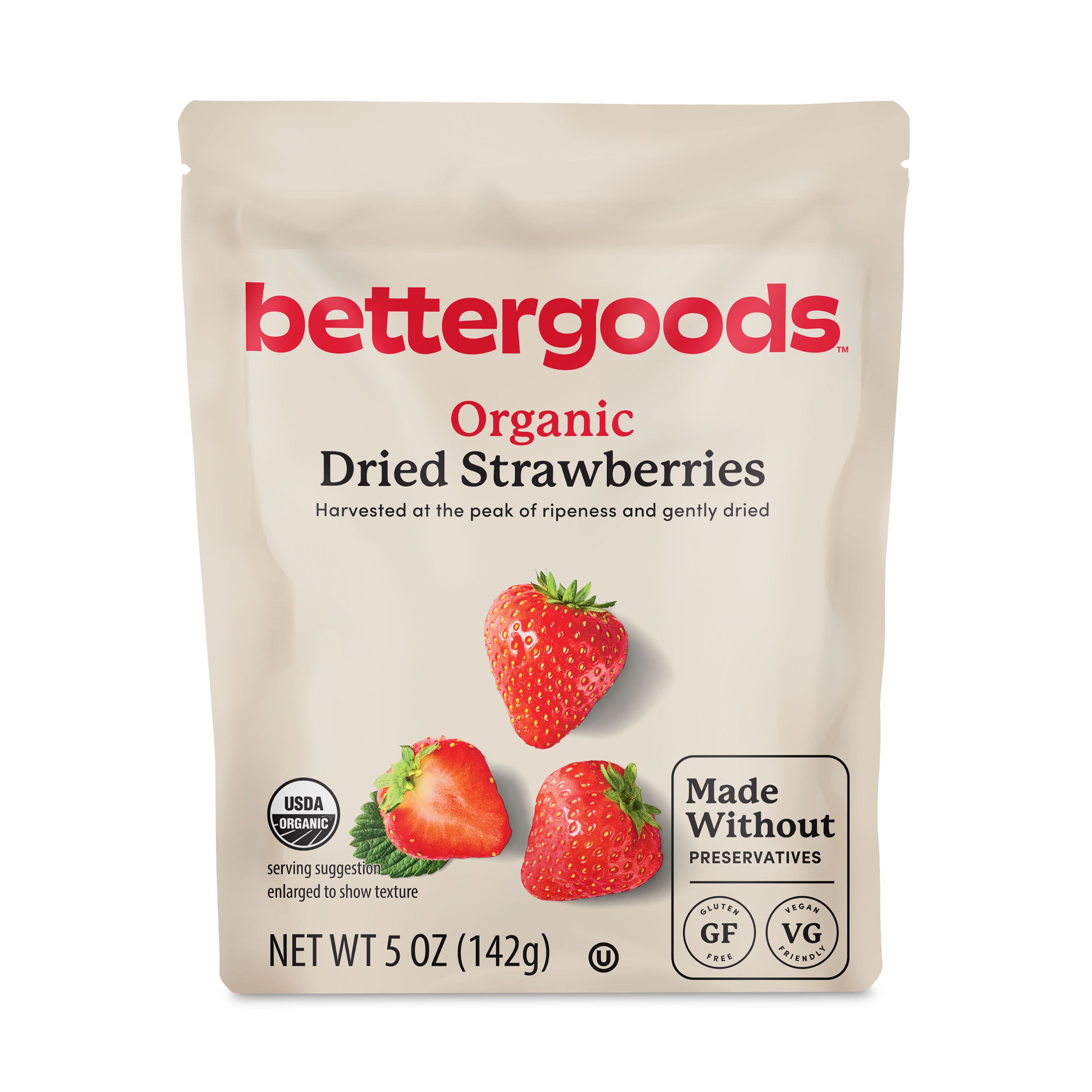 (3 pack) bettergoods Organic Dried Strawberries, 5 oz