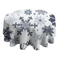 thumbnail image 4 of Blue Christmas Snowflake Pattern Round Tablecloth 60"x60",Wrinkle Wipeable Table Cloth for Kitchen Dining Room Picnic Patio Party, 4 of 6