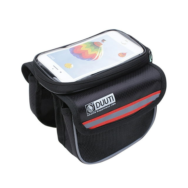 DUUTI Front Bike Bag Long-time Service Premium Material Assorted Colors Waterproof Cycling Pouch Phone Mount Bicycle Accessories Red【L】