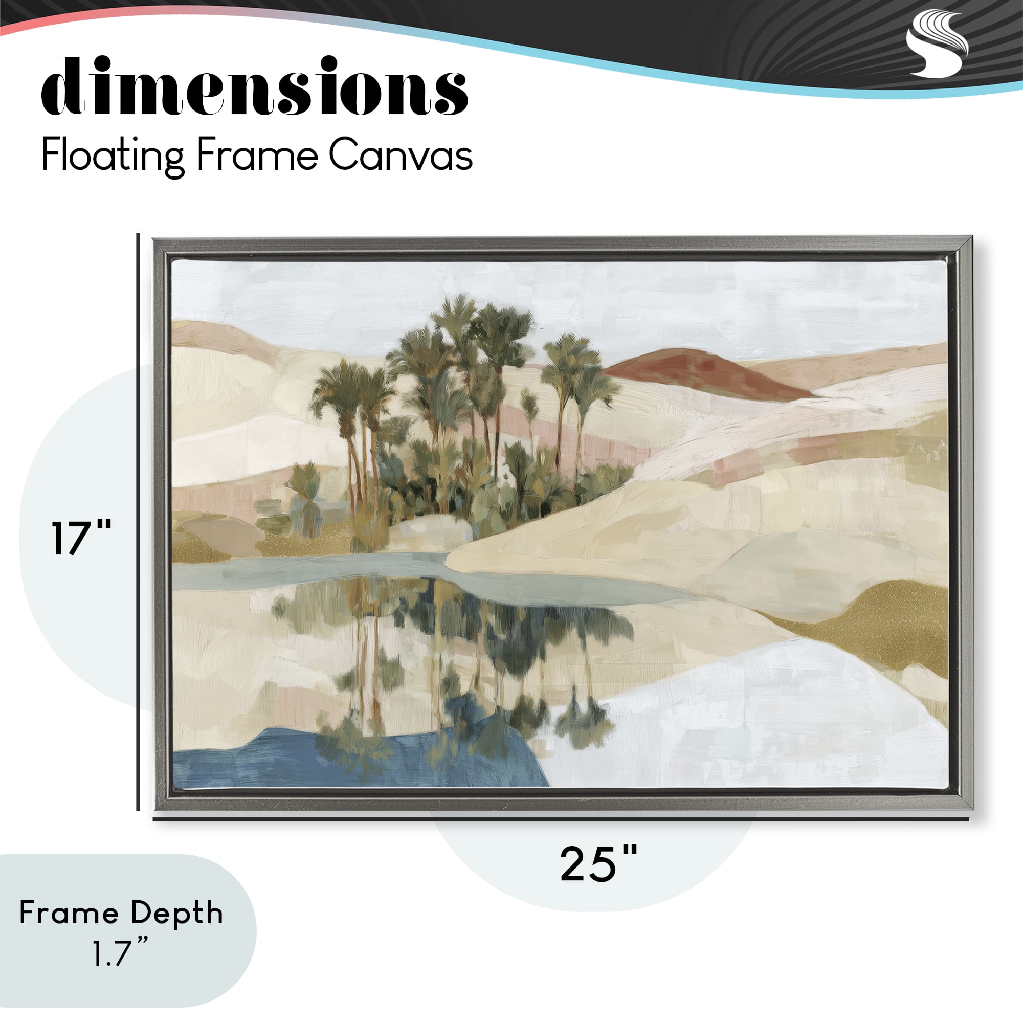Stupell Industries Desert Oasis with Palm Reflection Gray Framed Floater Canvas Wall Art, design by Chromatic Storm Studio
