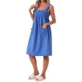 thumbnail image 4 of INSPIRE CHIC Women's Shower Towels Cover Up Wrap Wearable Bathrobe Around Towel Straps Spa Body Robe 2XL Blue, 4 of 6