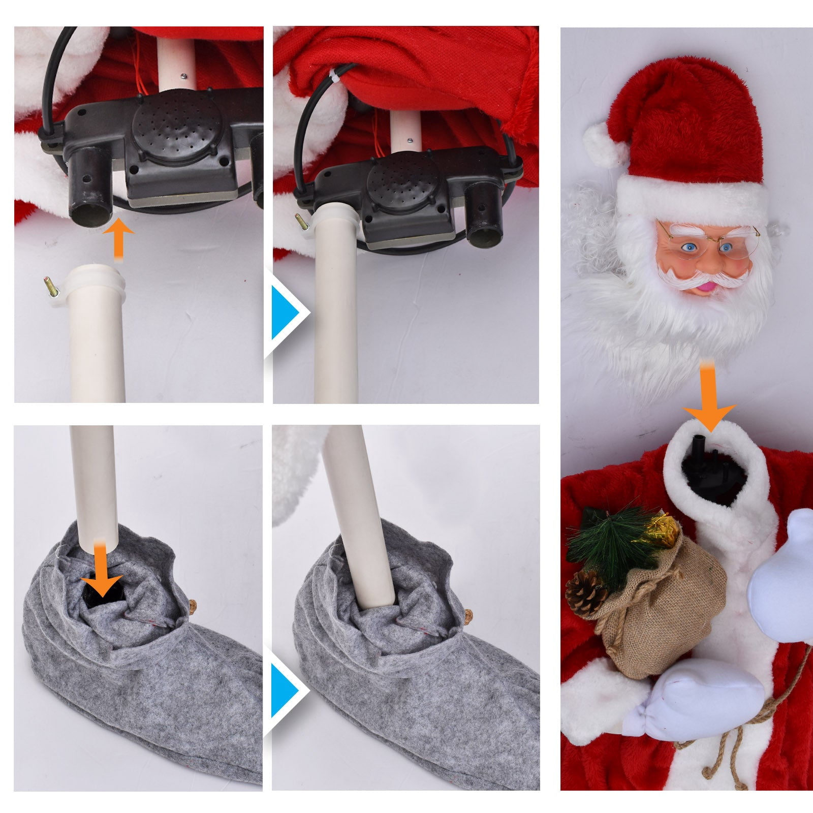 SUNNYOUTDOOR Christmas Singing Moving Santa Claus Xmas Toy Electric Music Doll Ornament with Lighting Handheld Lamps