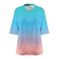 thumbnail image 5 of Yuanlook Plus Size V Neck T Shirts for Women Summer Half Sleeve Gradient Print Tees Casual Loose Fit Tunic Tops for Women S-5XL, 5 of 5