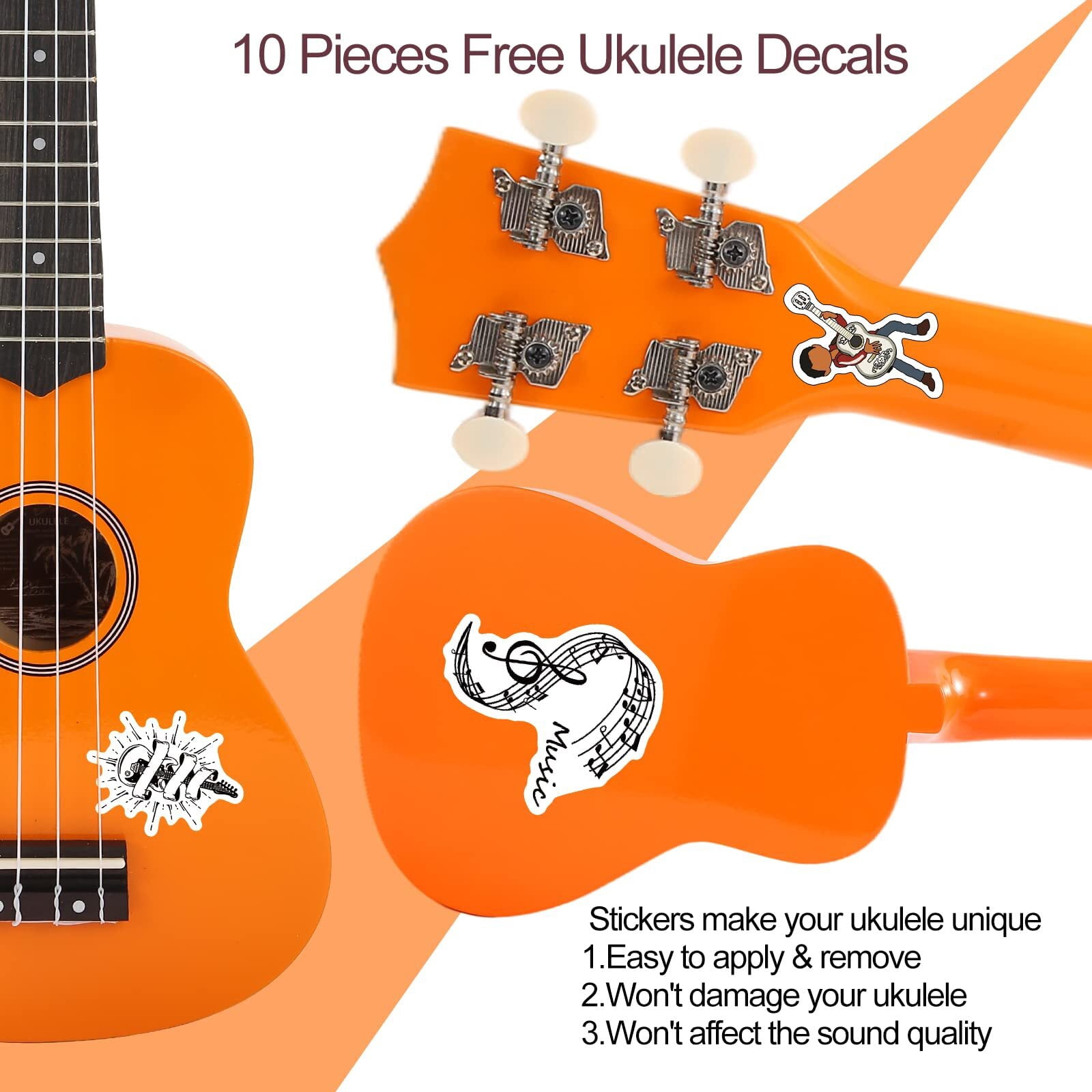 Everjoys 21" Soprano Ukulele Beginner Kit w/ Free Online Lesson, Gig Bag, Strap, Digital Tuner, Spare String, Picks, Polishing Cloth, Rainbow Series