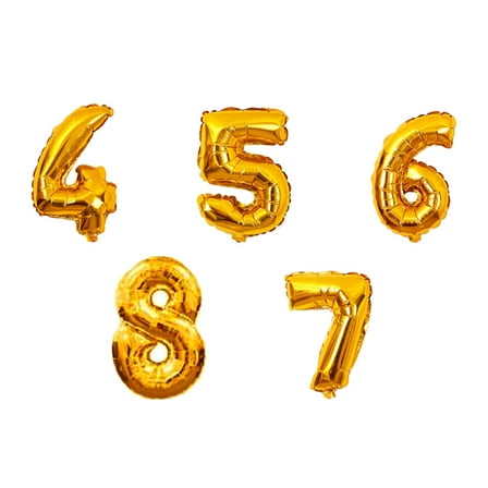 HEMOTON Golden Aluminum Foil Number Balloons for Decoration Perfect for Parties and Celebrations 10pcs 16 Inch