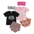 thumbnail image 2 of Ensemble de Shorts pour Bébé Lettre T-Shirt à Manches Courtes à Col Rond Hauts Shorts de Rugby FOOTBALL Bandeau à Nœud 0-24 m, 2 of 8