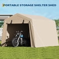 thumbnail image 4 of EastVita 6x8 FT Portable Outdoor Storage Shed with 2 Roll-Up Zipper Doors Vents Khaki, 4 of 7