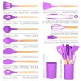 thumbnail image 4 of QFN 12pcs Silicone Kitchen Utensils Set – Heat Resistant, Non-Stick, Wooden Handles – Holiday Gift Purple, 4 of 10