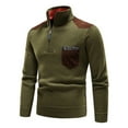 thumbnail image 6 of IROINNID Zipper Sweater for Men Casual And Winter Half Zip Pocket Time Solid Color Splicing Sweater Coat,Army Green, 6 of 6