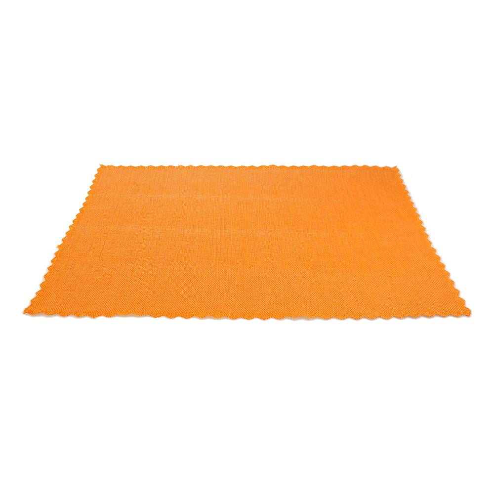 Faux Jute Placemat with Picot Lace Edge, Orange, 19Inch, 10Count