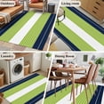 thumbnail image 6 of Navy Blue Green Stripe Washable Area Rugs 3'x5', Gradient Line Low Pile Throw Living Room Rug Non-Slip Sturdy Edge Binding Carpet for Indoor Entryway Bedside Kitchen, 6 of 9