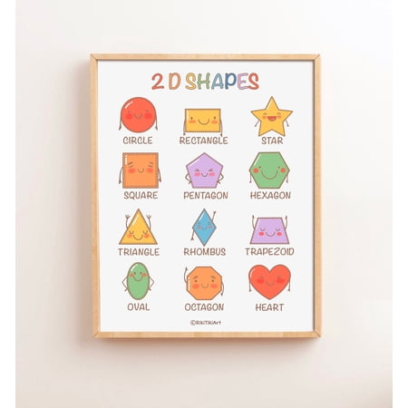 Geometric Shapes Toddler Classroom Posters Montessori Educational Poster Homeschool Print Nursery Colorful Classroom Art Poster Only