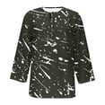 thumbnail image 4 of QQAMB Women Tops 3/4 Sleeve V-Neck Button Floral Printed Cute Tunic Tops Loose Fashion Blouse Tops Black 3XL, 4 of 4