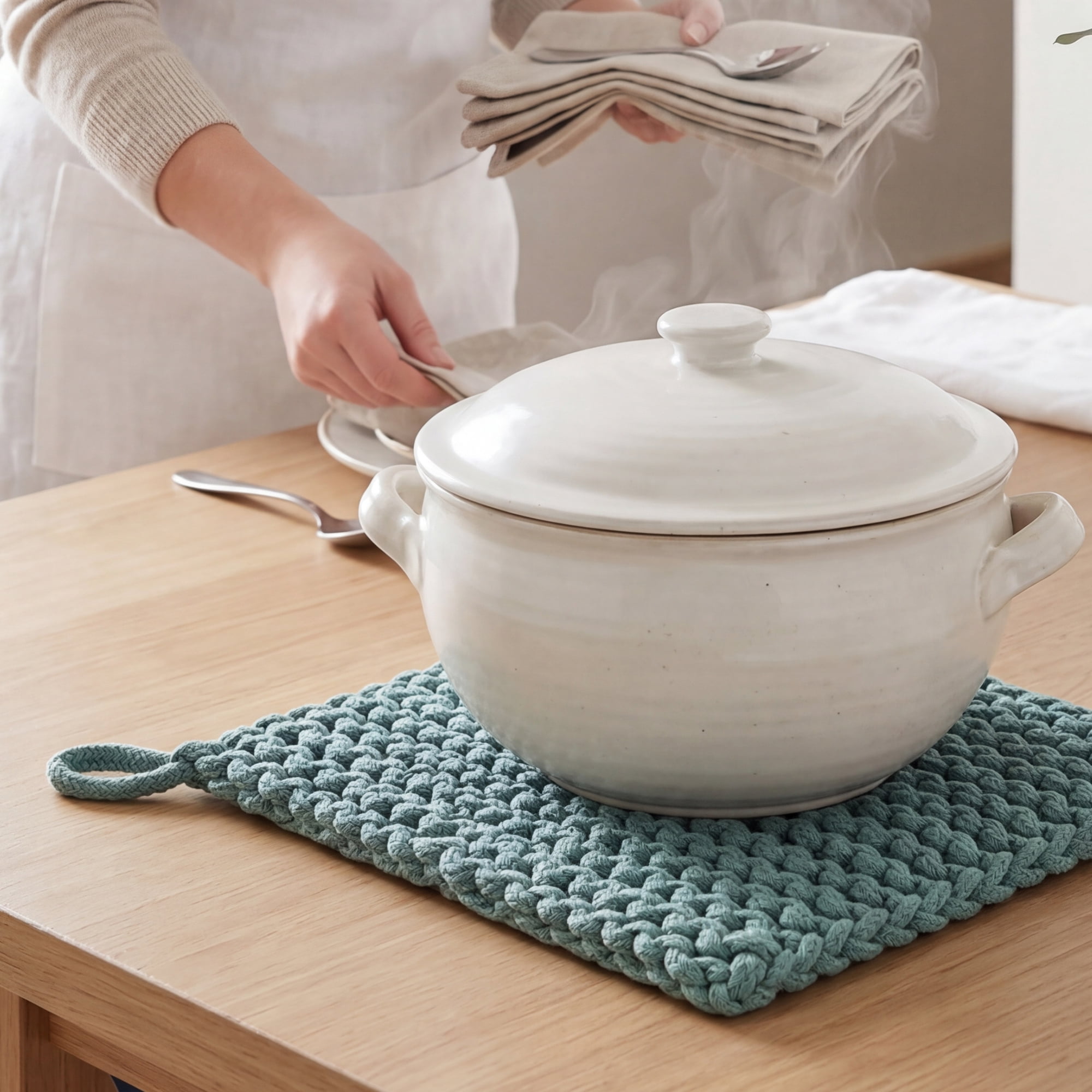 Unique Bargains Pot Holders Heat Resistant Non Slip Hot Pads Dark Green 7.5*7.5in